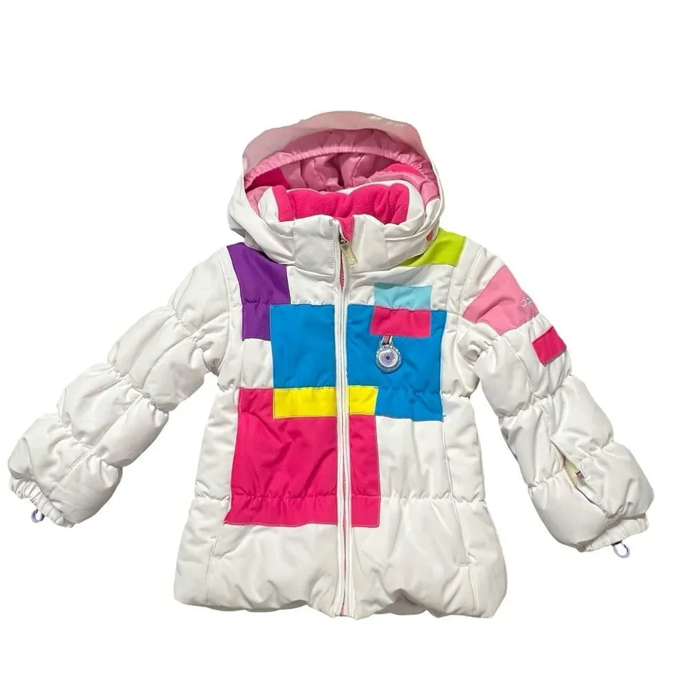 Obermeyer Kids Girls Ski Jacket Size 2 Rainbow I Grow System Detachable Hood